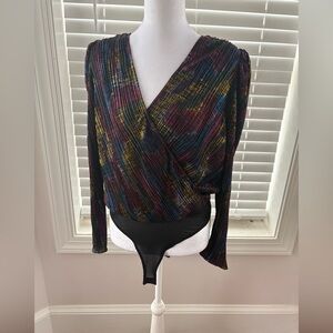 Jealous Tomato Women’s Duff Bodysuit Top Disco Club Shimmery Multicolor